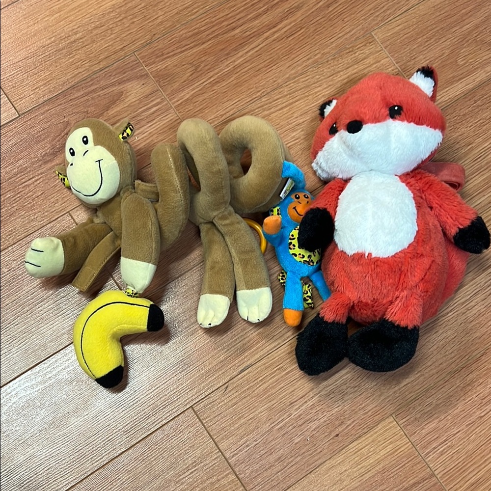 Plush Monkey and Fox Toy Set